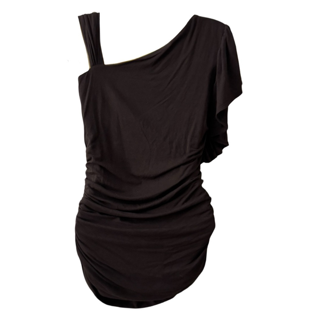 MADISON THE LABEL • One-Shoulder Ruffle Flutter Sleeve Ruched Top - Picture 3 of 6